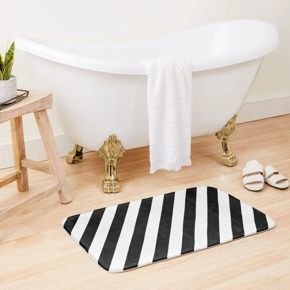 

Black & White Stripes Bath Mat Baths Bathroom Bathtub Anti Slip Toilet Floor Carpet For Home Entrance Bath Rugs For Bathroom Mat