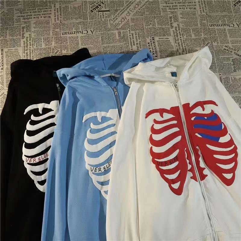 Harajuku skeleton animation men's / women's long sleeved zipper Hoodie Jacket loose street clothes Y2K American coat cardigan
Harajuku skeleton animation men's / women's long sleeved zipper Hoodie Jacket loose street clothes Y2K American coat cardigan