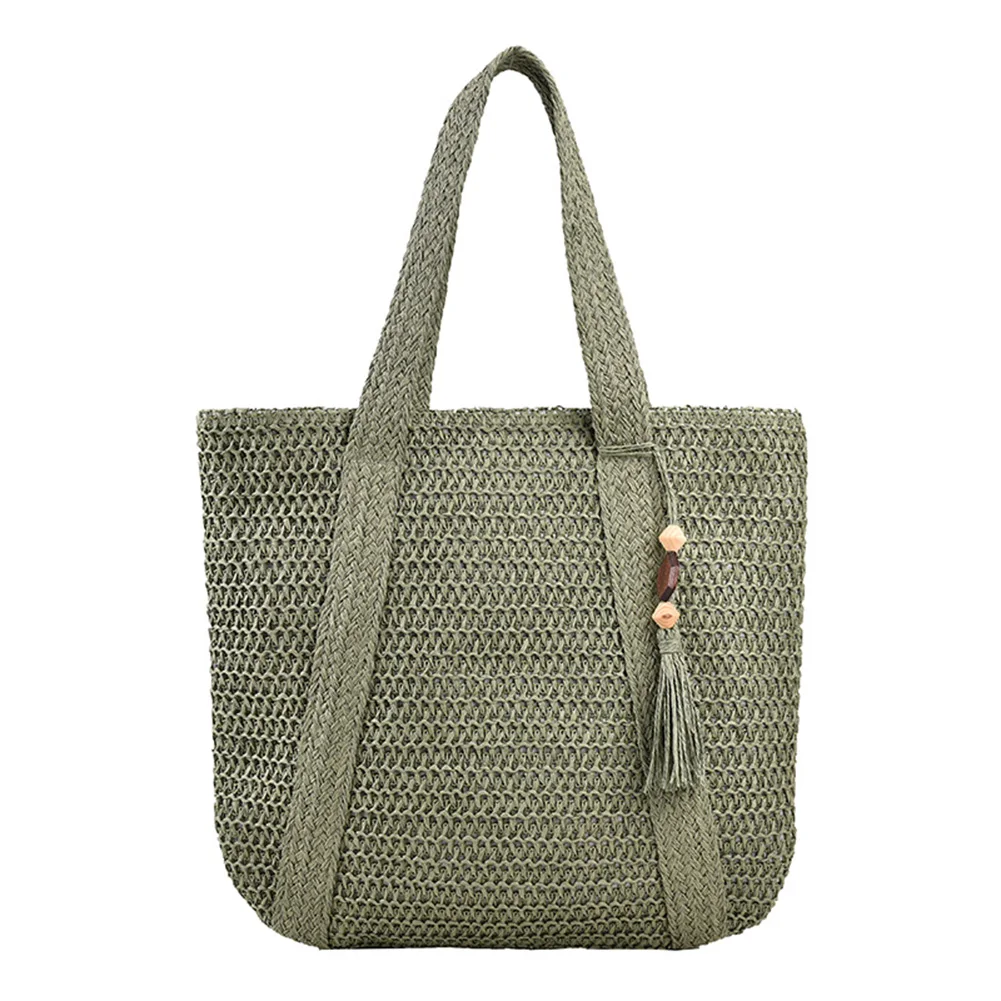Tassel Woven Shopper Tote - Large Capacity Summer Straw Shoulder Bag 8 S02f1422496b242cba3a01a9aa26894eag