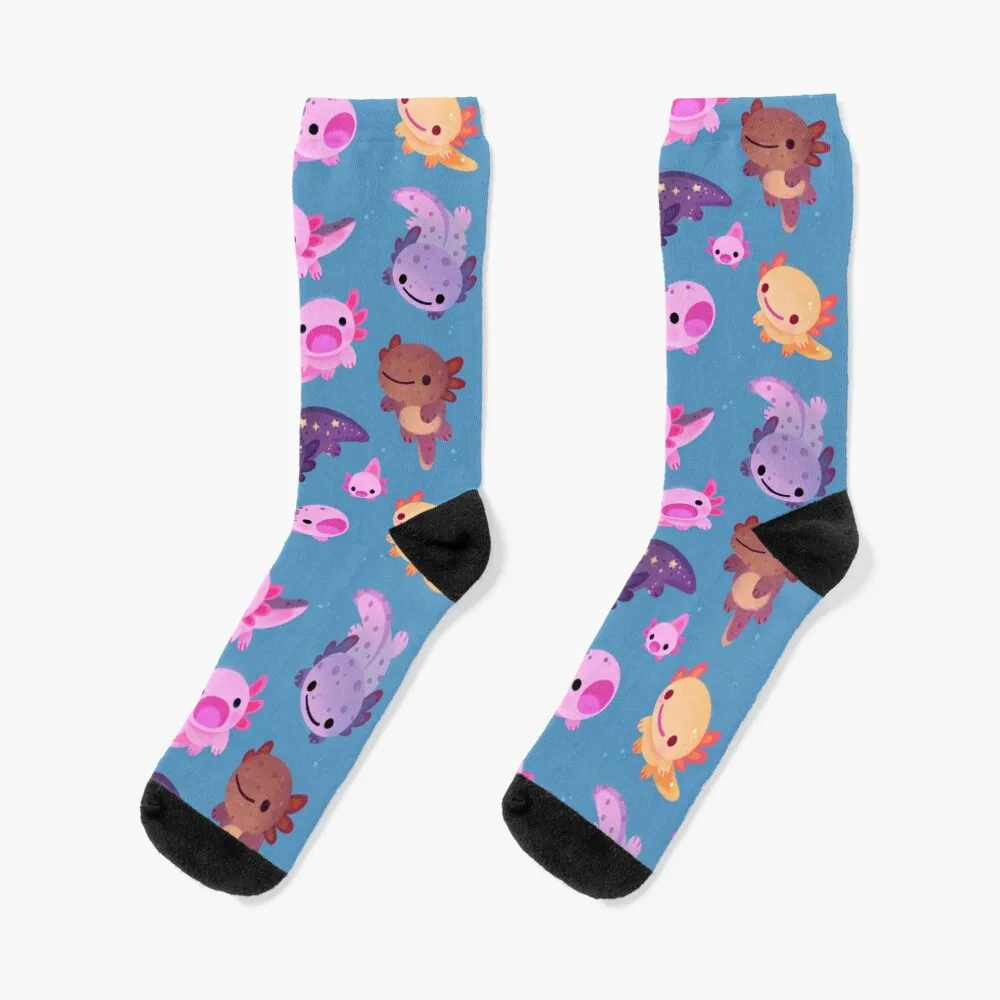 

Happy axolotl - blue Socks Antiskid soccer socks Run luxury socks