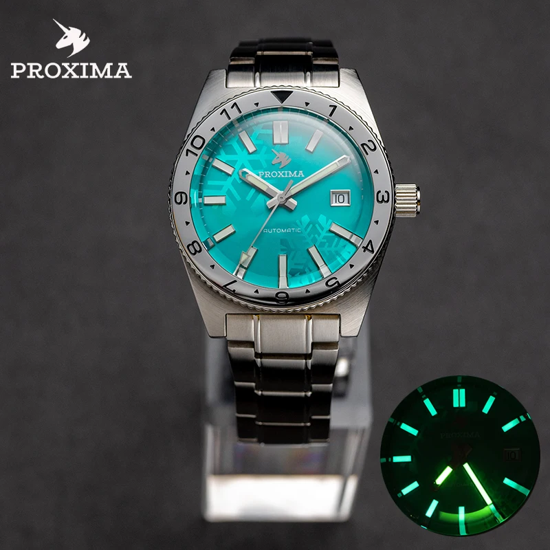 Proxima Men Luxury Watch Automatic Mechanical Diver Wristwatch 20Bar Waterproof Luminous Sapphire PT5000 SW200 Snowflake Dial
Proxima Men Luxury Watch Automatic Mechanical Diver Wristwatch 20Bar Waterproof Luminous Sapphire PT5000 SW200 Snowflake Dial