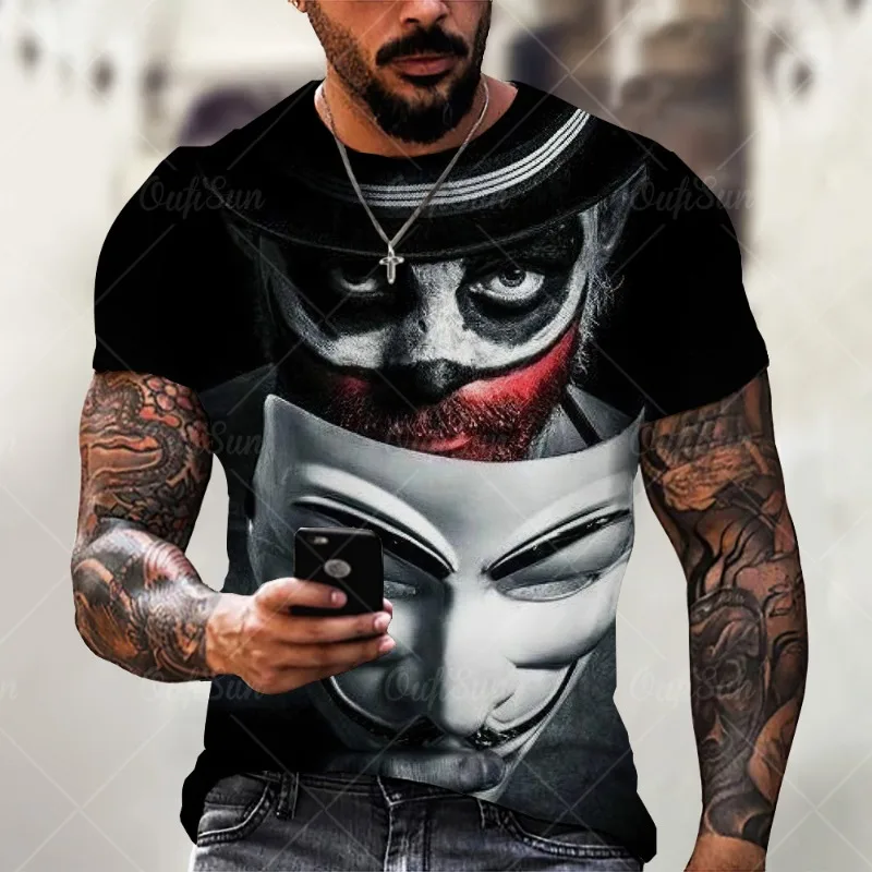 2023 Summer Novelty Harajuku Vintage Men's T-shirt with Joker Mask 3D Print Short Sleeve Casual Fashion Street Apparel Large
2023 Summer Novelty Harajuku Vintage Men's T-shirt with Joker Mask 3D Print Short Sleeve Casual Fashion Street Apparel Large