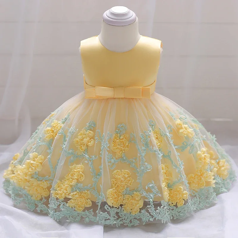 

Летнее платье для новорожденных девочек, платья на 1-й День рождения и свадьбу, костюмы принцессы с цветами для девочек, одежда для малышей