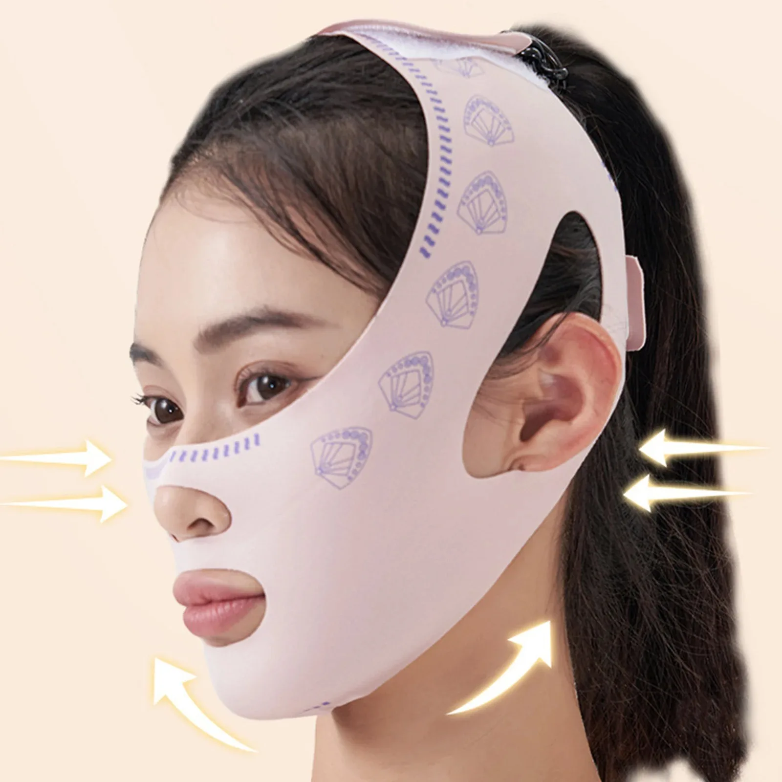 

Дышащая V-образная лента для лица, тонкая маска для уменьшения двойного подбородка, V-образный вырез, корректирующая повязка, бандаж для лица против морщин