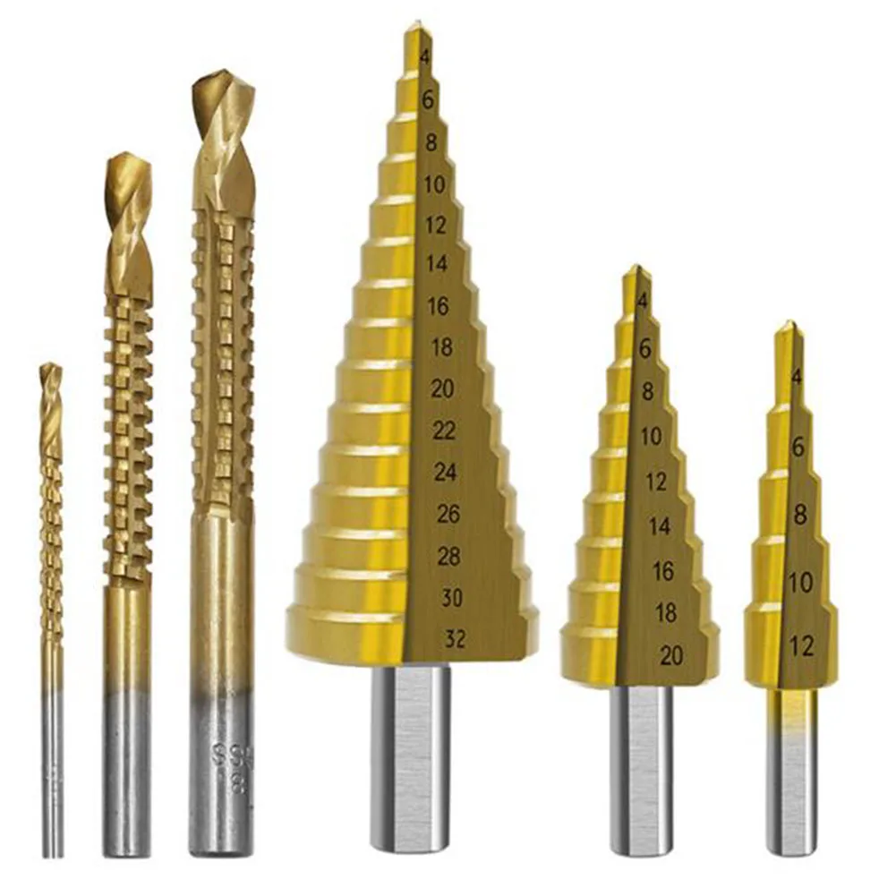 6PCS HSS Straight Step Drill Bit 4-12/4-20/4-32mm Cone Drilling 3 6 8MM For Woodworking Metal Core Hole Opener Slot Saw Drill
6PCS HSS Straight Step Drill Bit 4-12/4-20/4-32mm Cone Drilling 3 6 8MM For Woodworking Metal Core Hole Opener Slot Saw Drill