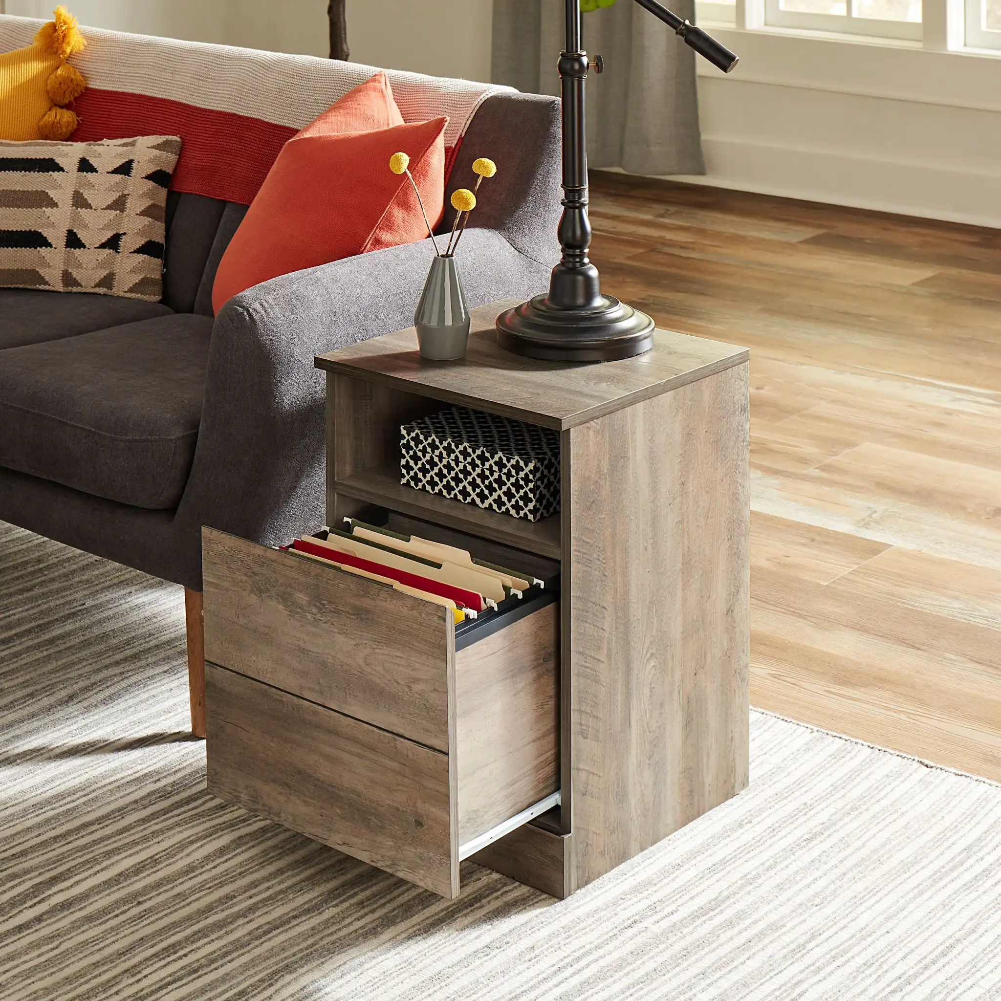 Brindle Rectangular with USB and 1-Drawer Gray Oak By Hillsdale Living Essentials High Load-bearing Strong Stable End Table
Brindle Rectangular with USB and 1-Drawer Gray Oak By Hillsdale Living Essentials High Load-bearing Strong Stable End Table