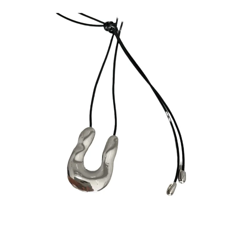 Bilandi-Collier pendentif en U nargéométrique pour femme, bijoux fantaisie, cadeaux de fête, accessoires de design fin, nouvelle tendance, 2024 6