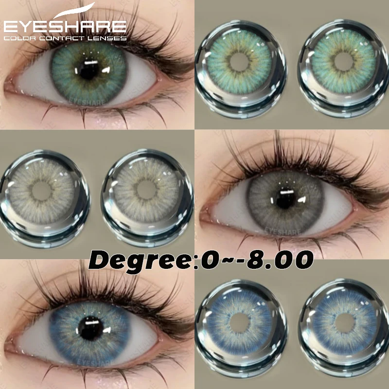 

EYESHARE 1pair Myopia Lenses Colored Contact Lenses for Eyes With Degrees Prescription Lenses Green Lenses Gray Contacts Yearly