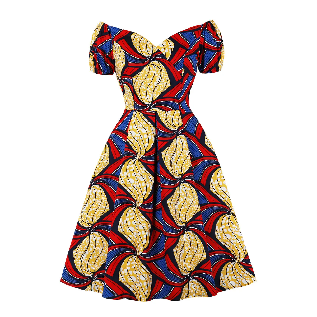 Women Cotton Print Dress Retro Vintage 50s 60s Hepburn Style Dresses Short Puff Sleeve V Neck Chic Party Robe Femme VD3468
Women Cotton Print Dress Retro Vintage 50s 60s Hepburn Style Dresses Short Puff Sleeve V Neck Chic Party Robe Femme VD3468