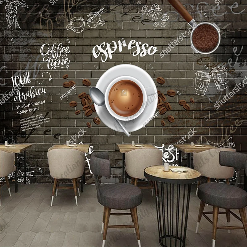 

Vintage Brick Wall Coffee Wallpaper Industrial Decor Mural Cafe Coffee Shop Restaurant Background Wall Paper Papel De Parede