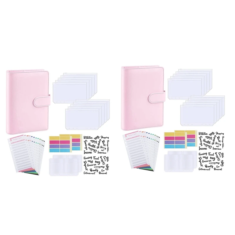 NEW-2X Budget Binder, A6 PU Leather Notebook Planner Organizer Refillable 6 Ring Binder Cover Letter Sticker Labels Pink
NEW-2X Budget Binder, A6 PU Leather Notebook Planner Organizer Refillable 6 Ring Binder Cover Letter Sticker Labels Pink
