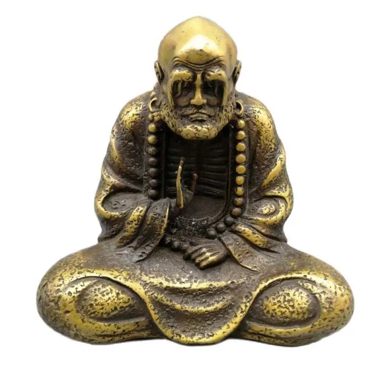 

China Chinese old bronze brass carve Buddhism Copper Arhat Damo Bodhidharma Dharma Buddha Bowl Statue Free Shipping 1000g