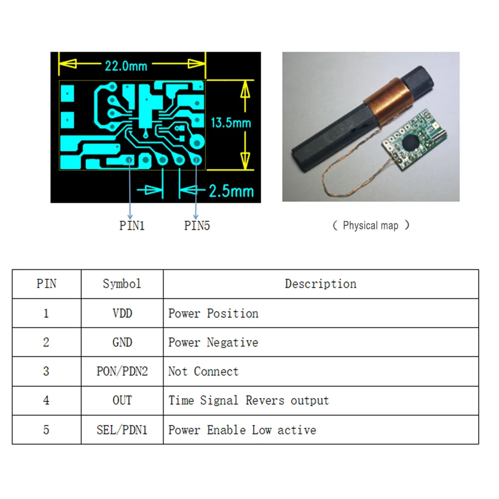 DCF77 Radio Clock Module Efficient Demodulation Pin V for Operating Voltage Reliable DCF/77 5KHz Single Frequency
DCF77 Radio Clock Module Efficient Demodulation Pin V for Operating Voltage Reliable DCF/77 5KHz Single Frequency