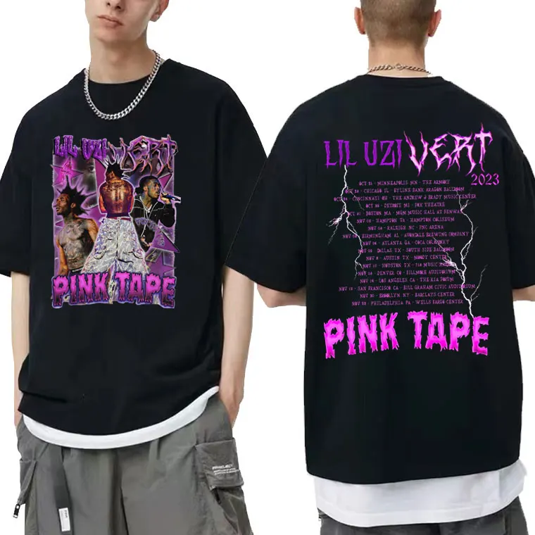 Rapper Lil Uzi Vert Concert Tour Pink Tape Double Sided Print Tshirt Man's Hip Hop Oversized T Shirts Male 100% Cotton T-shirts
Rapper Lil Uzi Vert Concert Tour Pink Tape Double Sided Print Tshirt Man's Hip Hop Oversized T Shirts Male 100% Cotton T-shirts