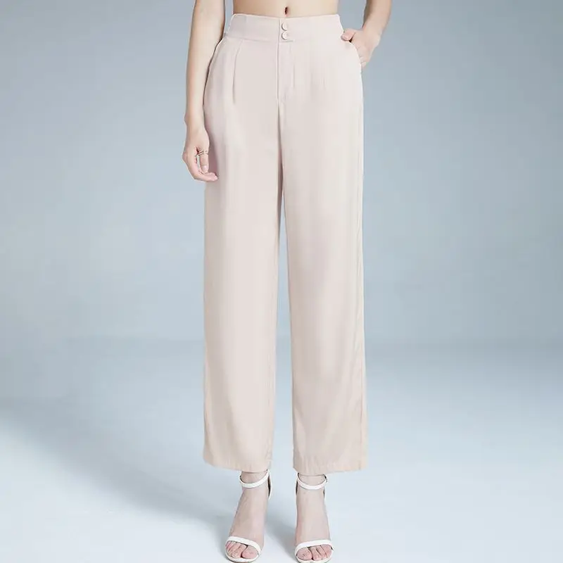 Mulberry Silk Wide Leg Pants Women's Summer Thin pants 2023 New High Waist drooping style Silk Casual Straight Leg Pants 23E069
Mulberry Silk Wide Leg Pants Women's Summer Thin pants 2023 New High Waist drooping style Silk Casual Straight Leg Pants 23E069
