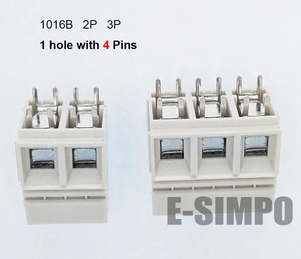 

1016A 1016B-10.16-3P Straight 10.16mm Pitch 650V57A 22-8AWG 1pole with 2/4 Solder Pin High Current PCB Screw Wire Terminal Block