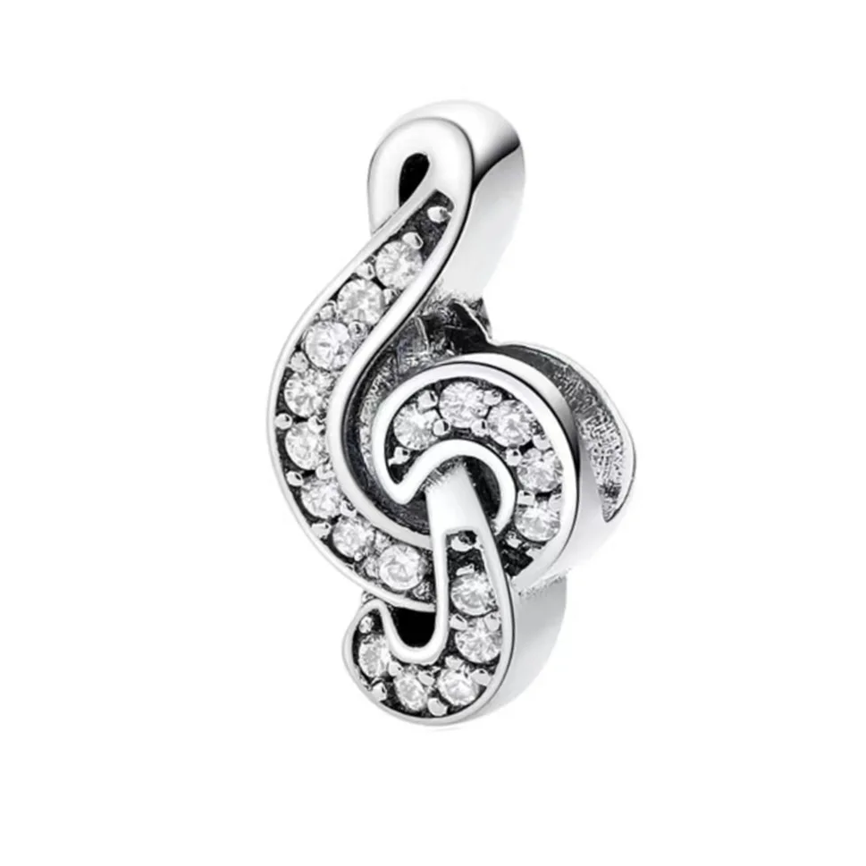 

JIALY European S925 Sterling Silver Music Notation AAA CZ DIY Charm For Original Women Bracelet Necklace Chain Jewelry