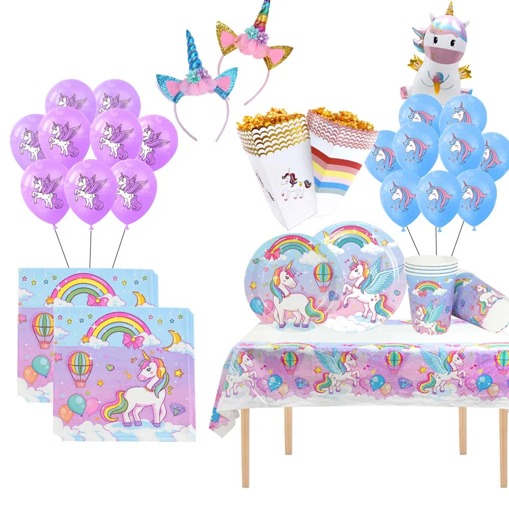 Rainbow Unicorn Party Disposable Tableware Paper Plate Cup Tablecloth Balloons Girls Unicorn Theme Birthday Party Supplies
Rainbow Unicorn Party Disposable Tableware Paper Plate Cup Tablecloth Balloons Girls Unicorn Theme Birthday Party Supplies