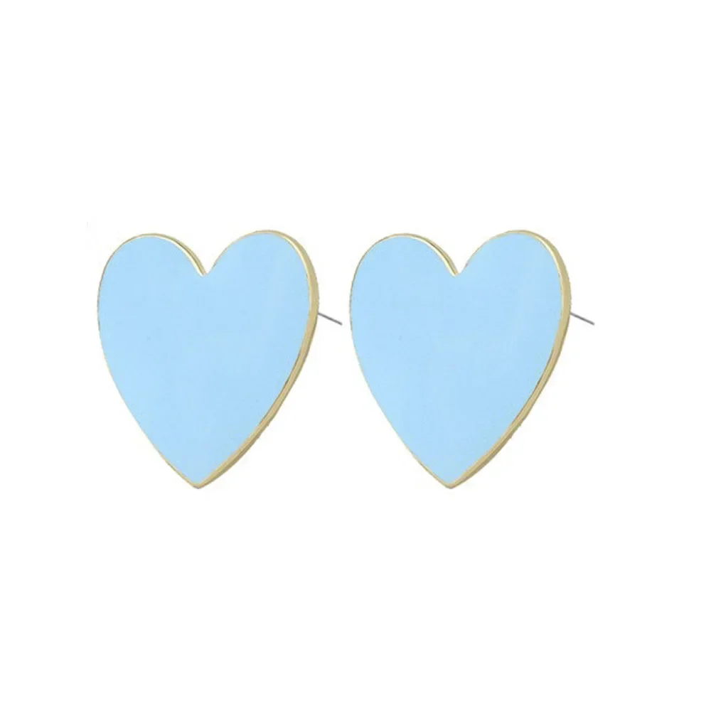 

LVE4 Blue Love Earrings Female Korean Temperament Net Red Earrings Small And Delicate Girl Heart Sweet Style