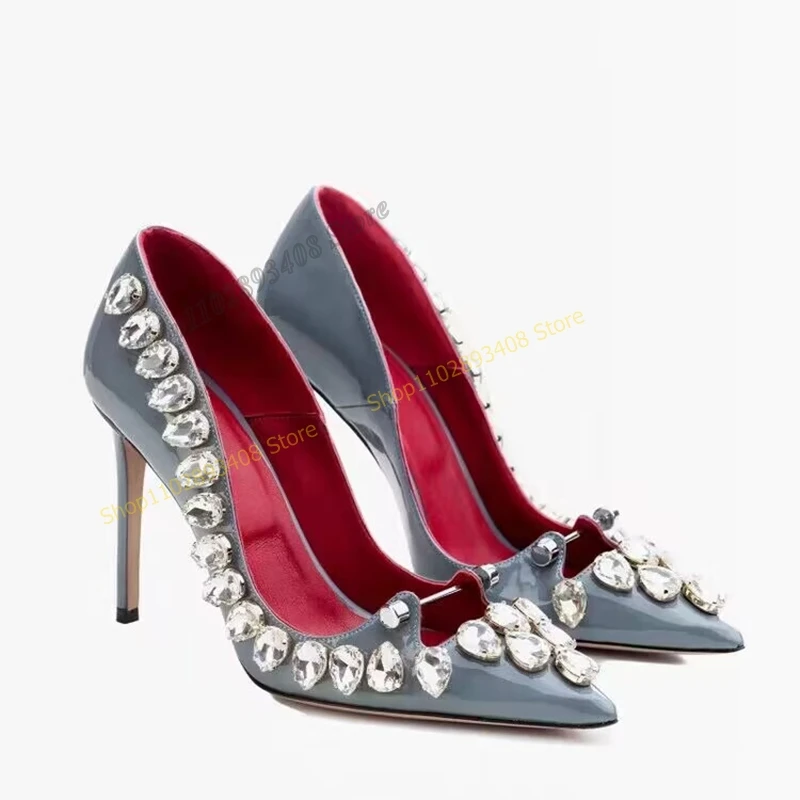 Crystal Metal Decor Shallow Pumps Patent Leather Pointed Toe Slip on Women Shoes Stilettos Heels Concise 2023 Zapatillas Mujer
Crystal Metal Decor Shallow Pumps Patent Leather Pointed Toe Slip on Women Shoes Stilettos Heels Concise 2023 Zapatillas Mujer