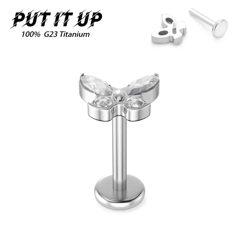 G23 Titanium Butterfly Shape Ear Tragus Cartilage Helix Daith Piercing Stud Earrings 16G ASTM F136 Zircon Opal Body Jewelry
G23 Titanium Butterfly Shape Ear Tragus Cartilage Helix Daith Piercing Stud Earrings 16G ASTM F136 Zircon Opal Body Jewelry