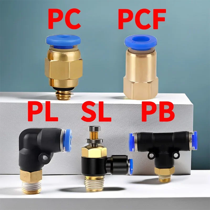 

20/50 PCS Pneumatic Quick Air Connector PC PCF PL SL PB 4 6 8 10 12mm Hose Tube To 1/8" 3/8" 1/2" 1/4" BSP Male Threaded Brass