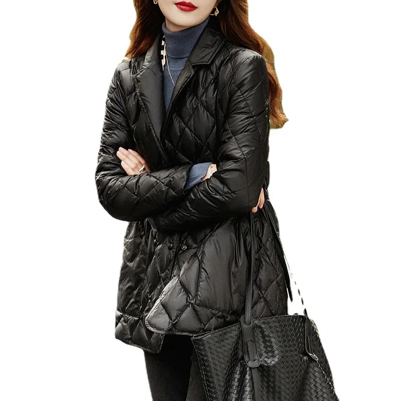

Повседневные пуховики для женщин, корейская мода, тонкая стеганая куртка, женская зимняя теплая черная однотонная короткая парка с длинным рукавом N182