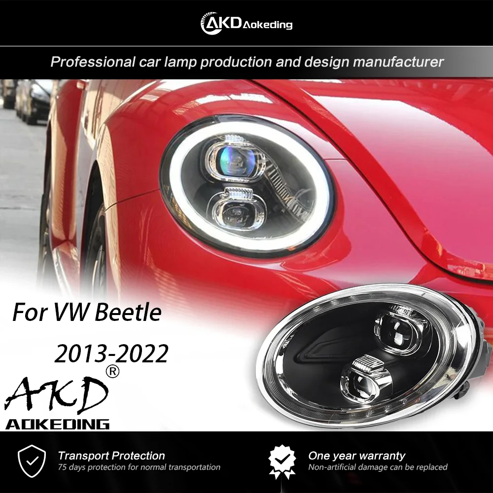 

AKD Head Lamp For VW Beetle Headlights 2013-2022 VW Beetle DRL H7 LED Bi Xenon Bulb Assembly upgrade Dynamic Signal Accessories