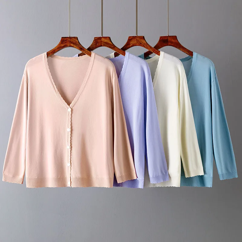 Women's cardigan ice silk knit loose oversized versatile shawl summer sun protection thin jacket women's top
Women's cardigan ice silk knit loose oversized versatile shawl summer sun protection thin jacket women's top