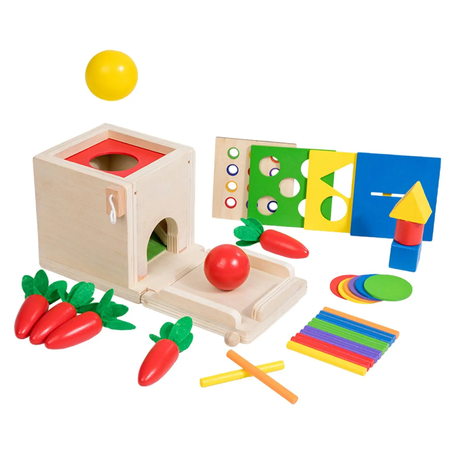 

Wooden Montessori Baby Toys Birthday Gifts Shape Sorter Object Permanence Box Coin Box for Preschool Baby Infants Boys Girls