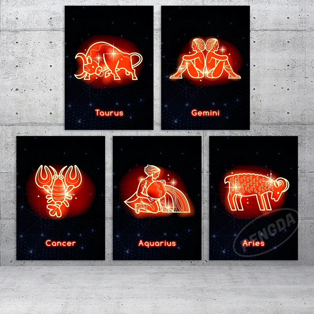 Prints Creative Painting Modular Zodiac Red Glowing Pictures Canvas Scorpio Poster Pisces Wall Art Home Decor Bedside Background
Prints Creative Painting Modular Zodiac Red Glowing Pictures Canvas Scorpio Poster Pisces Wall Art Home Decor Bedside Background