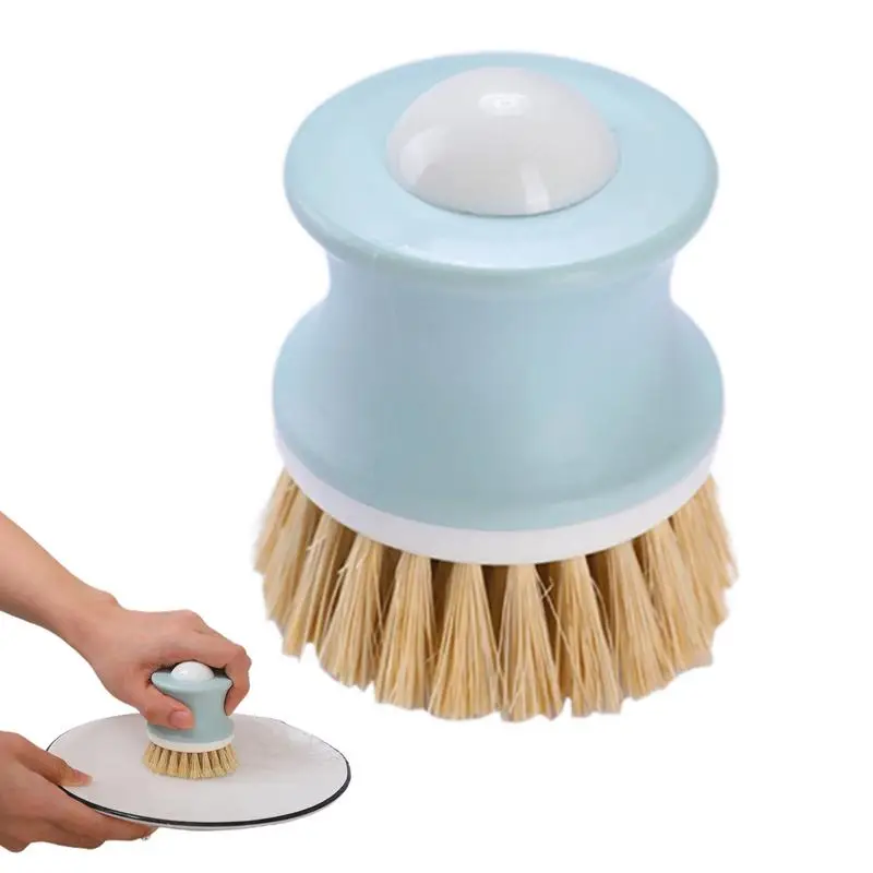 

Sisal Bristle Dish Brush Portable Kitchen Wooden Cleaning Scrubbers With Handle Pot Scrubber Brush Oil-Proof Round Head brush