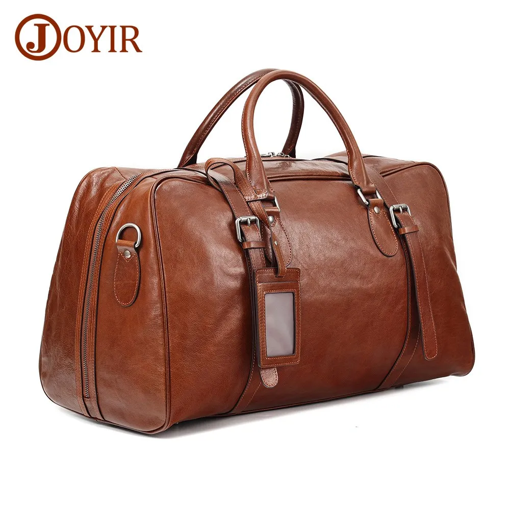 

JOYIR Genuine Cowhide Leather Travel Duffel Bag Oversized Weekend Luxury Luggage Duffle Bag for Men Overnight Carry-On Bag