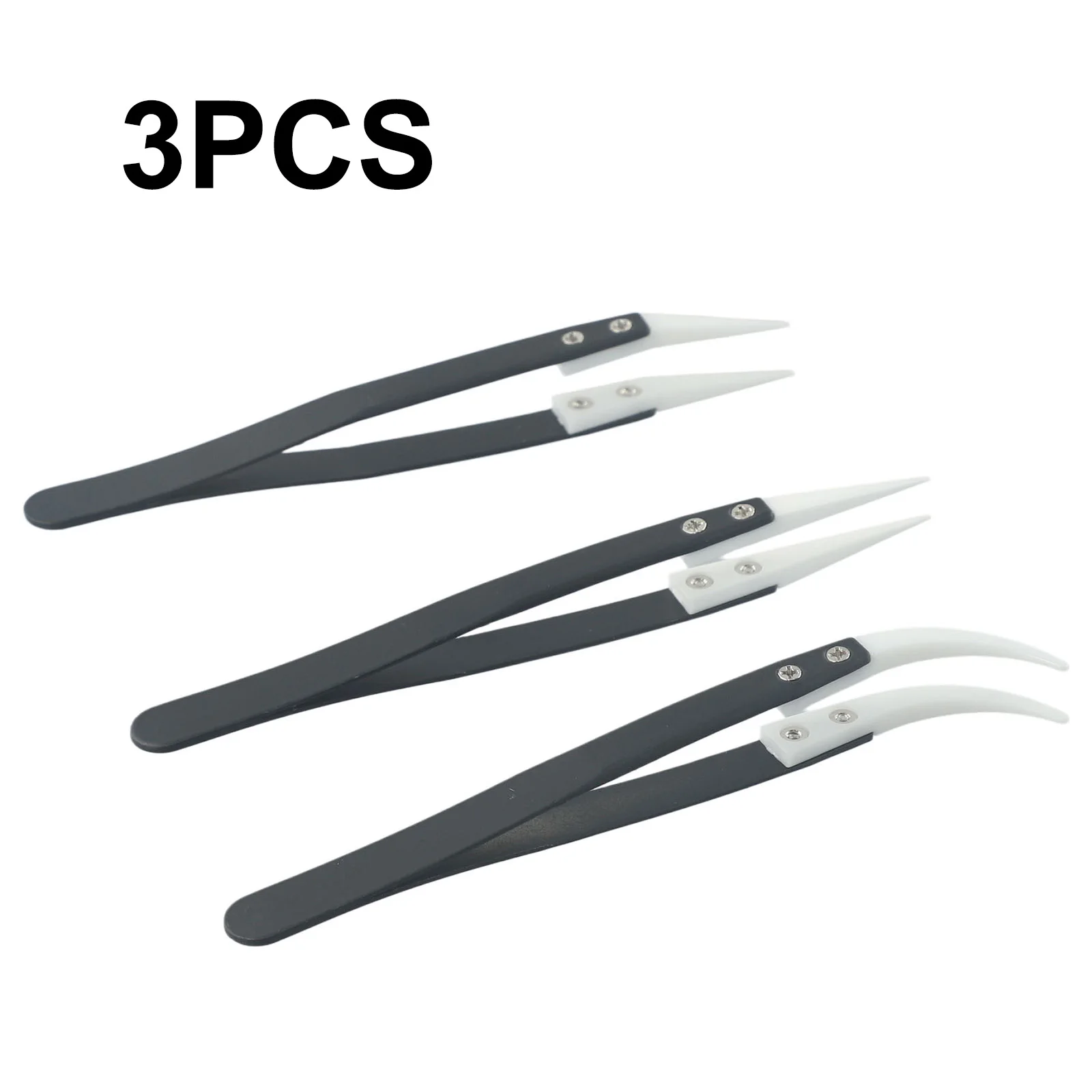 3pcs Ceramic Tweezers Curved Straight Anti-Static Reverse Tweezer For Cross Lock Soldering Tool For Jewelry Making
3pcs Ceramic Tweezers Curved Straight Anti-Static Reverse Tweezer For Cross Lock Soldering Tool For Jewelry Making