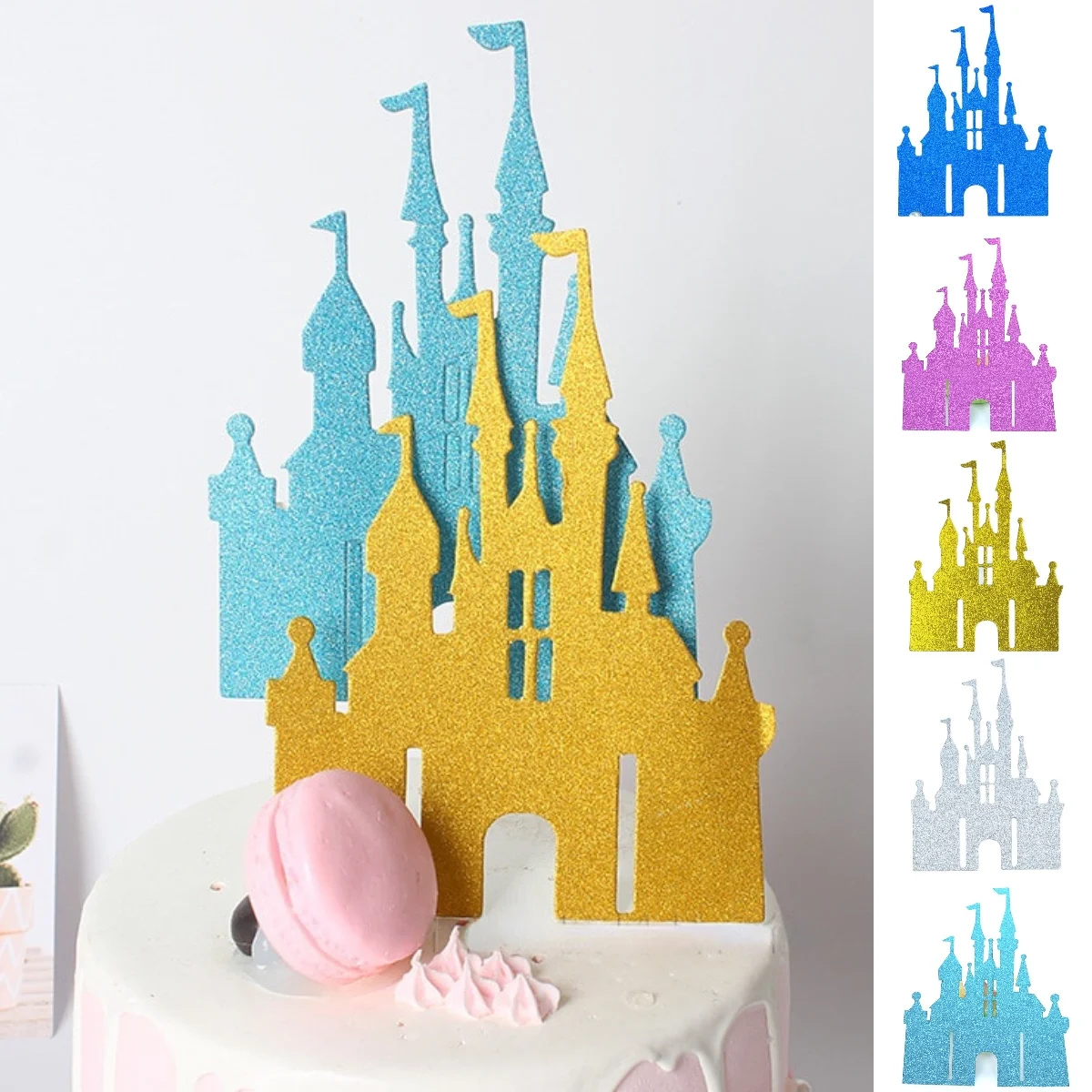 

Glitter Cardstock Princess Prince Party Favors Fairy Tale Castle Cake Toppers Engagement Wedding Birthday Cake Decorating Tools