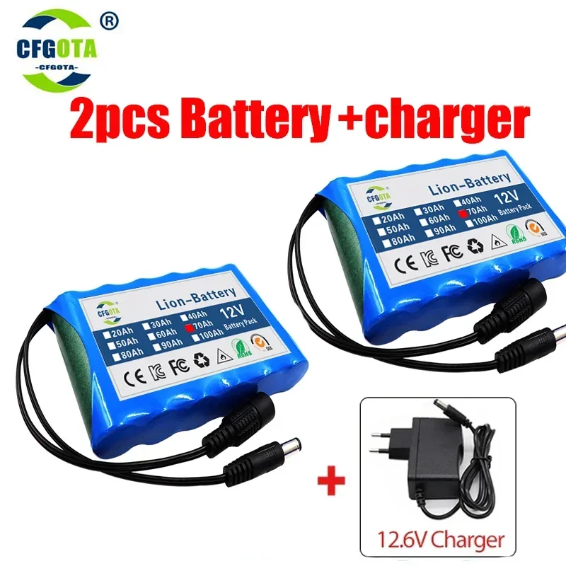 18650 Rechargeable Battery 12V 70000mah Lithium Battery Pack Capacity DC 12.6V 31Ah CCTV Cam Monitor with Charger
18650 Rechargeable Battery 12V 70000mah Lithium Battery Pack Capacity DC 12.6V 31Ah CCTV Cam Monitor with Charger