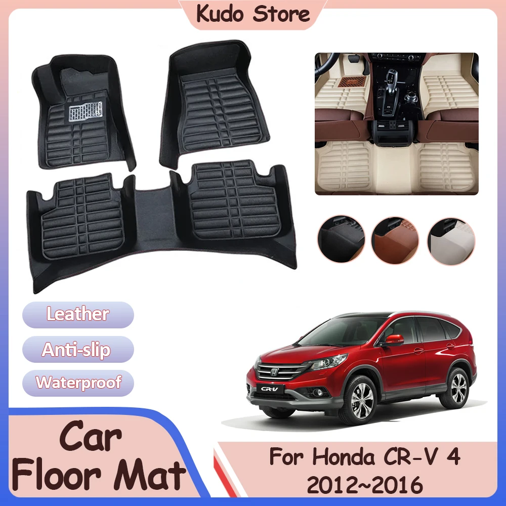 

For Honda CR-V CRV 4 CRV RM RE EX 2012~2016 Car Floor Mat Leather Liner Panel Cushion Custom Carpets Rug Pad Interior Accessorie