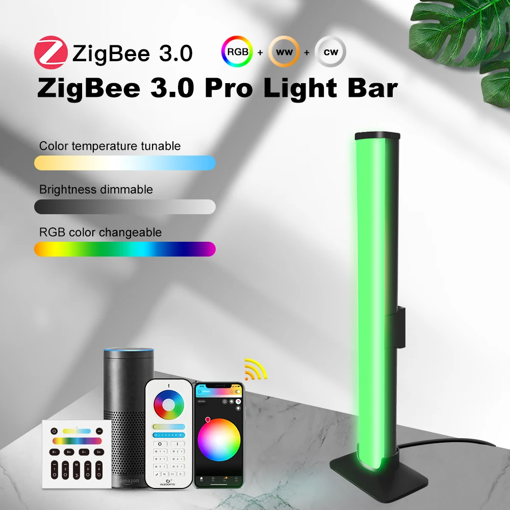 

ZigBee 3.0 RGBCCT GLEDOPTO 4W Light Bar DC5V USB Voice RF Remote Control Night Light Tuya Smart Life SmartThing Homey Alexa App