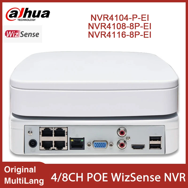 Dahua NVR4104-P-EI NVR4108-8P-EIMultilingual 4/8CH PoE Умный домашний видеорегистратор, распознавание лица, WizSense, система мониторинга камеры
Dahua NVR4104-P-EI NVR4108-8P-EIMultilingual 4/8CH PoE Умный домашний видеорегистратор, распознавание лица, WizSense, система мониторинга камеры