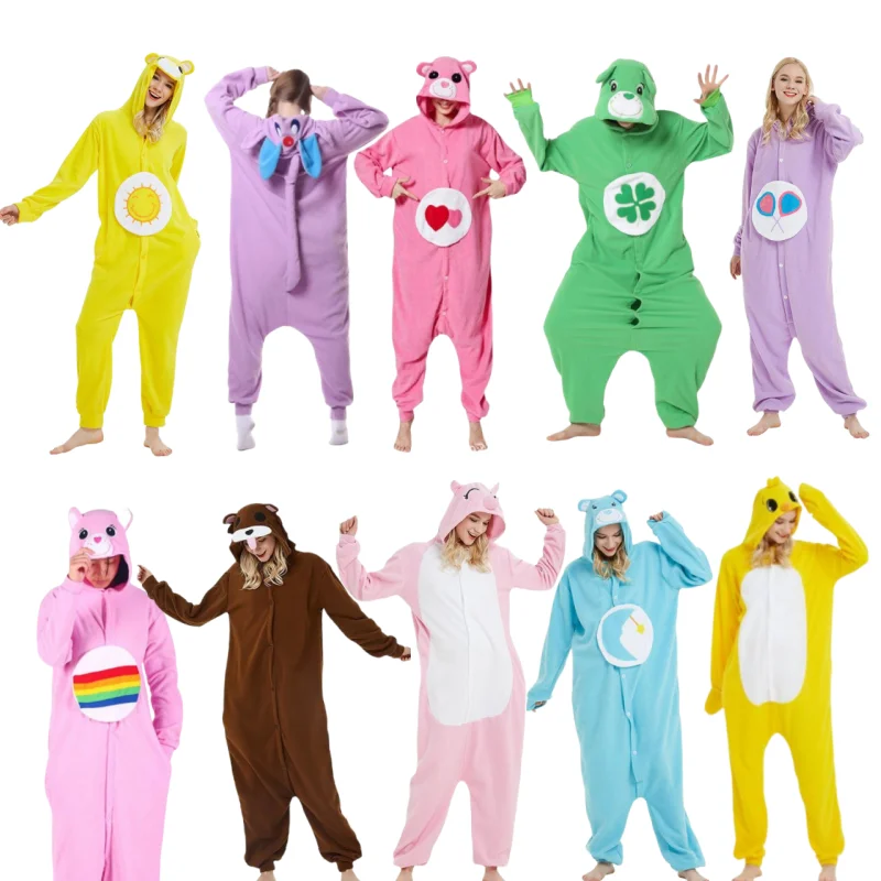 

Adults Animal Pajama Jumpsuit Cartoon Animal Onesie Unisex Warm Home Pyjama Cartoon Cosplay Sun Bear Cute Couple Warm Sleepwear