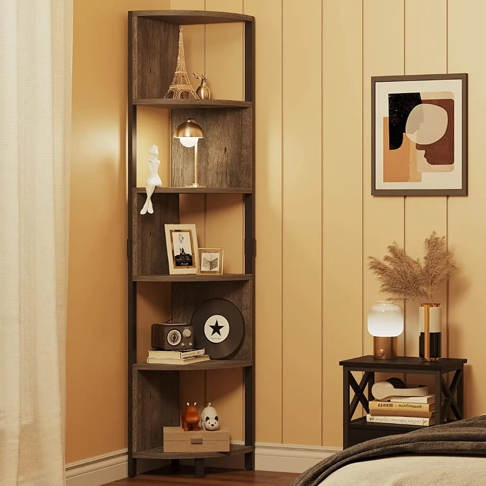 6-Tier Corner Shelf, 68.8" Tall Industrial Standing Corner Bookshelf, 6 Shelf Display Corner Bookcase Open Small Book Shelves
6-Tier Corner Shelf, 68.8" Tall Industrial Standing Corner Bookshelf, 6 Shelf Display Corner Bookcase Open Small Book Shelves