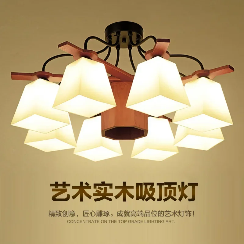 

Solid Wood Zen New Chinese Style Bedroom Dining Room Ceiling Lamp Antique Chinese Style Tea Room Private Room B & B Style