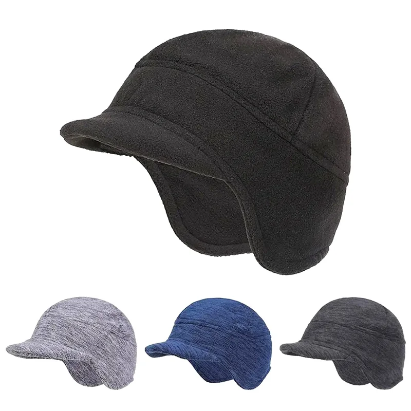 

Плотная Теплая Флисовая шапка, велосипедная шапка для мужчин и женщин, зимняя шапка с ушками, уличная ветрозащитная шапка с защитой ушей, вязаные шапки-бини, шапки