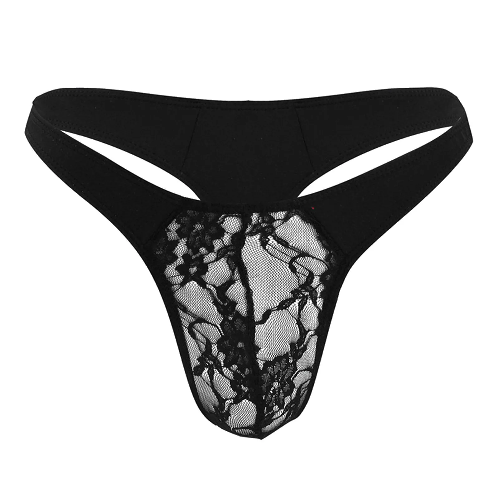 

Charming Sexy Lace Stitching Underpant For Mens Low Waist High Fork U-Convex Thongs Underwear Erotic Ride Up Sissy Panties Male