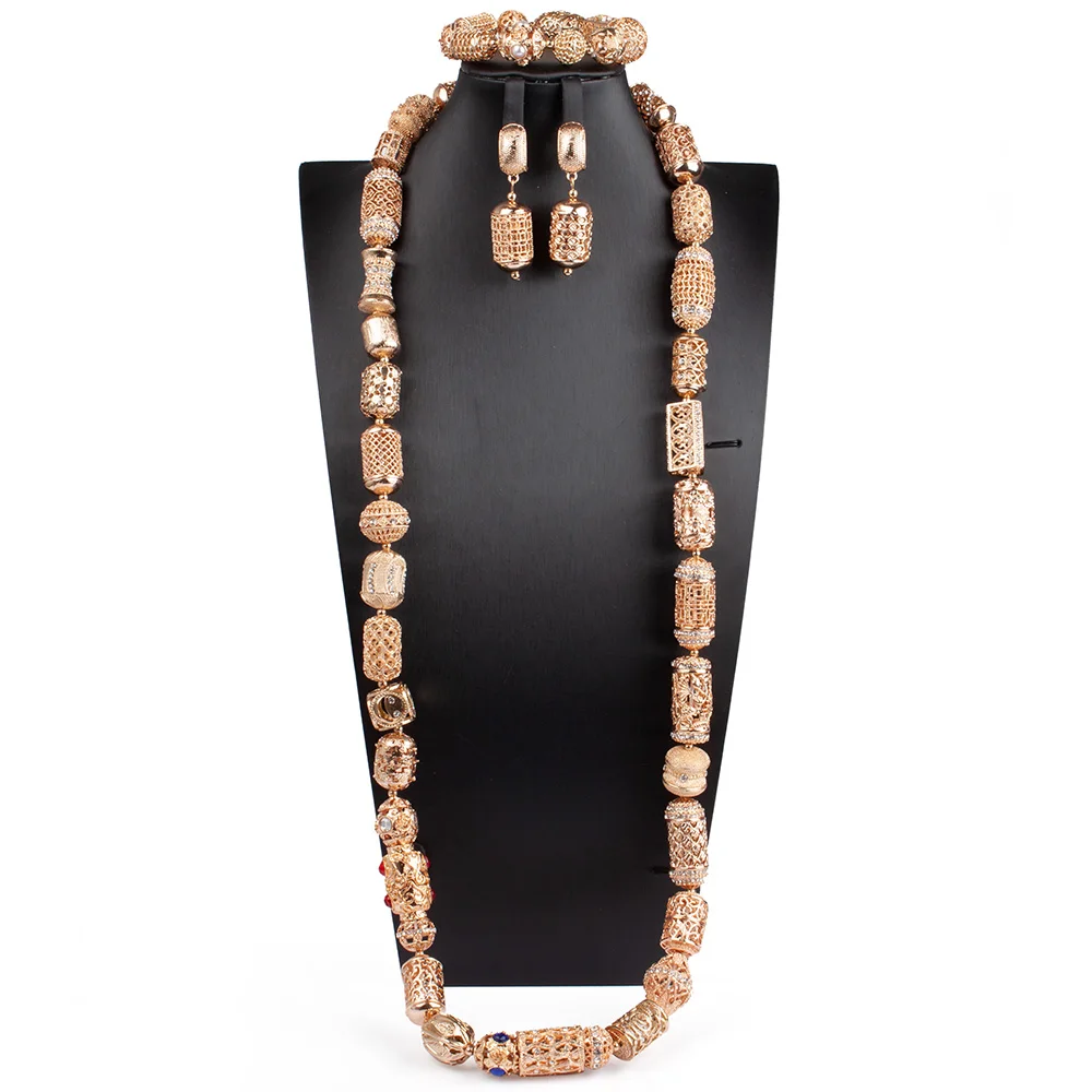 New 41 inches Women Costume Bride Gold Statement Necklace Set Fabulous Dubai Gold Nigerian Wedding Copper Jewelry Sets ABG197
New 41 inches Women Costume Bride Gold Statement Necklace Set Fabulous Dubai Gold Nigerian Wedding Copper Jewelry Sets ABG197
