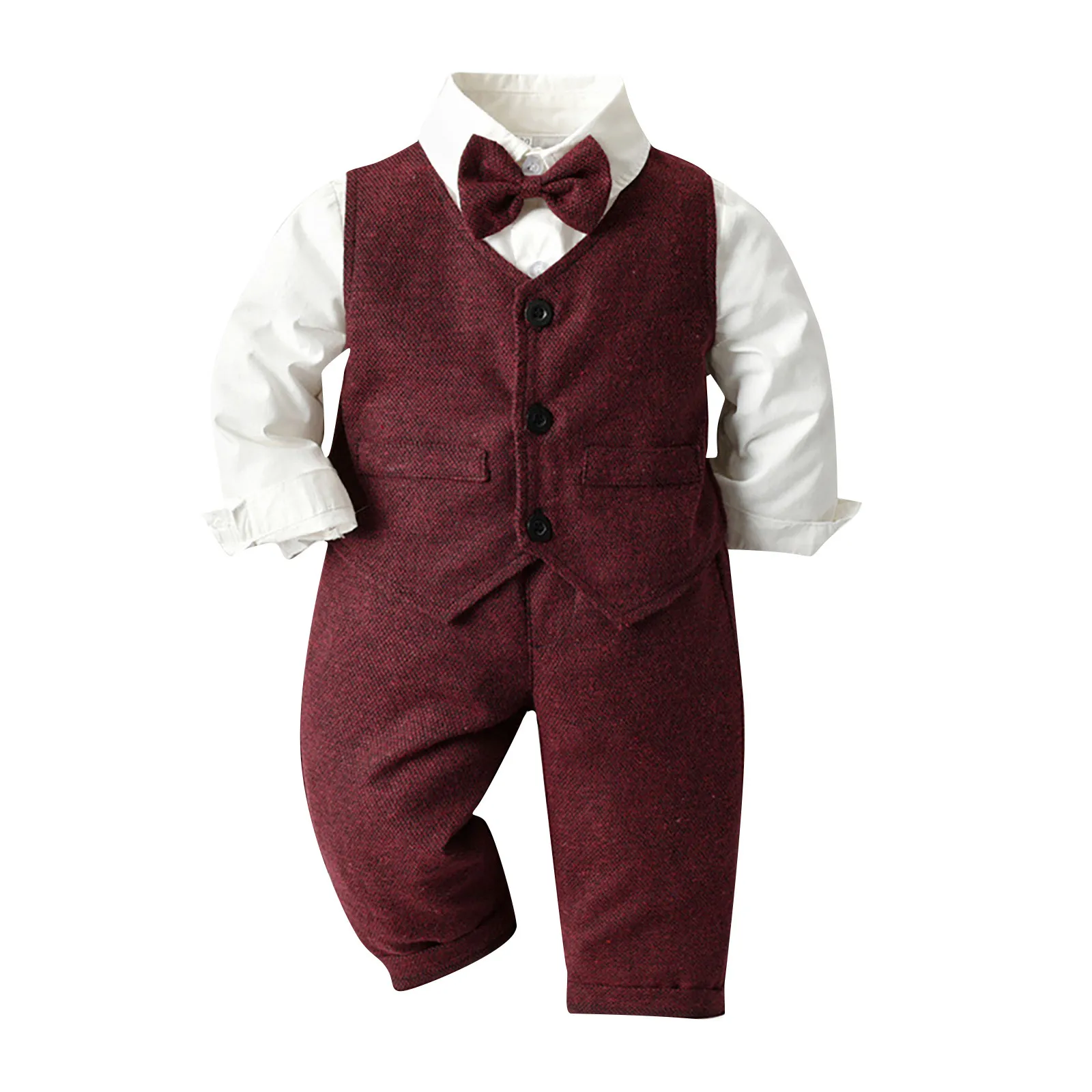 

Gentleman Outfits Autumn Childrens Sets Christmas Baby Boys Business Suit Shirt+Vast+Pants Sets For Boys Formal Party 1 to 6 Age