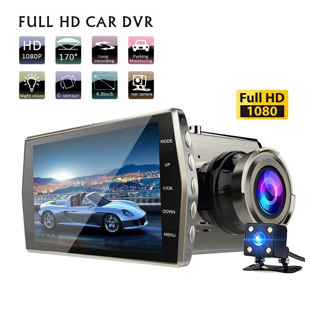 

Car DVR 4.0" Full HD 1080P Dash Cam Rear View Video Recorder Night Vision Black Box Dashcam Auto Camera Supports Multi-language