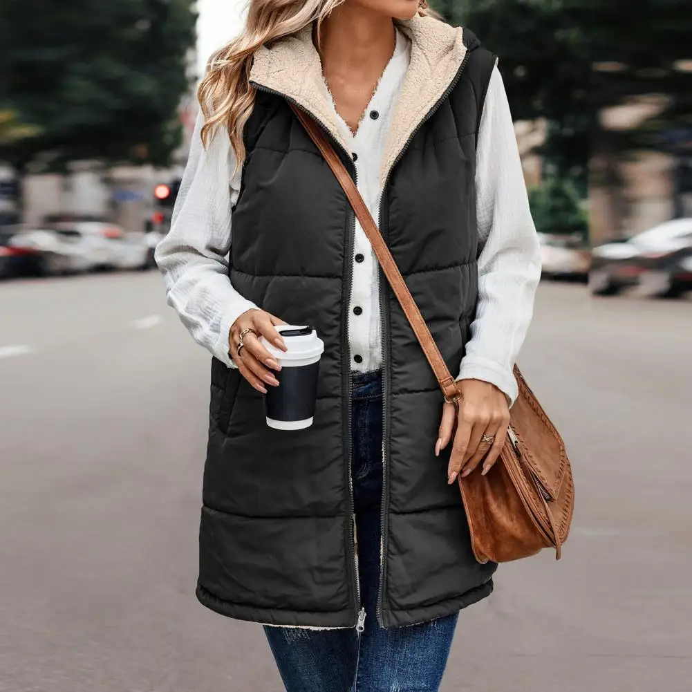 Coat Fall Winter Reversible Vest Coat Hooded Sleeveless Fleece Lining Jacket Mid-length Waistcoat Jacket For Women 2023
Coat Fall Winter Reversible Vest Coat Hooded Sleeveless Fleece Lining Jacket Mid-length Waistcoat Jacket For Women 2023