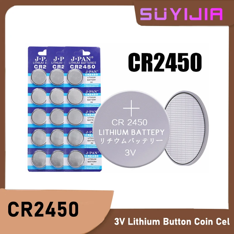 Suyijia CR2450 Watch Buttom Battery KCR2450 5029LC LM2450 DL2450 ECR2450 BR2450 CR 2450 3V 600mAh Lithium Coin Cell Batteries
Suyijia CR2450 Watch Buttom Battery KCR2450 5029LC LM2450 DL2450 ECR2450 BR2450 CR 2450 3V 600mAh Lithium Coin Cell Batteries
