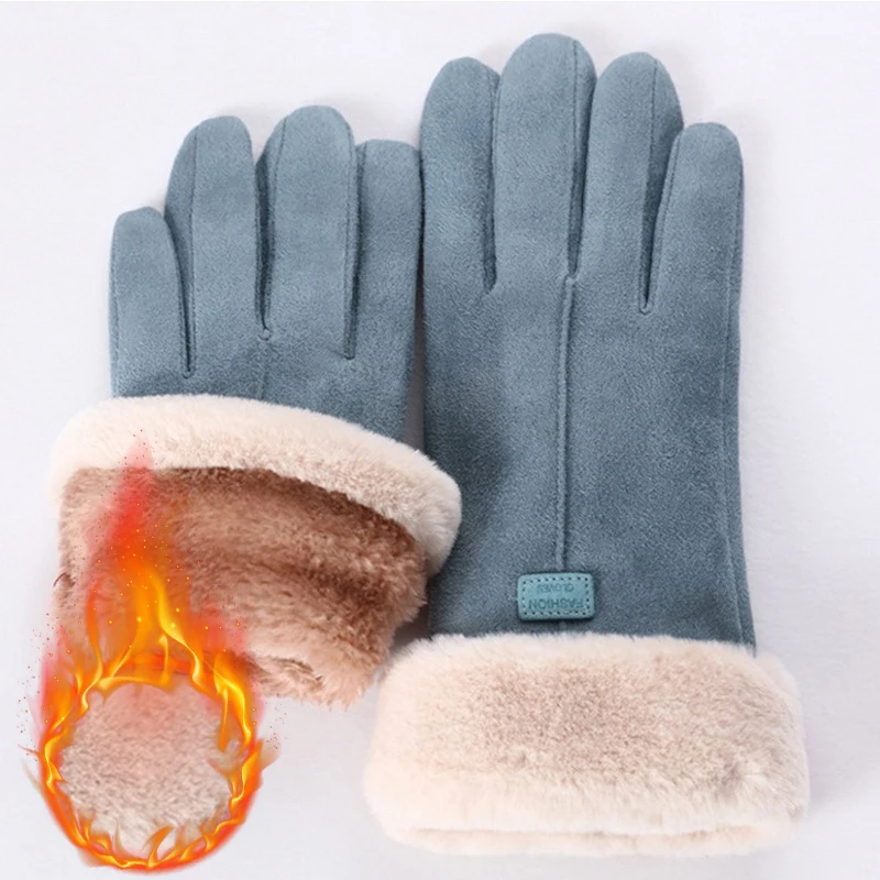 

2023 New Fashion Women Gloves Autumn Winter Cute Furry Warm Mitts Full Finger Mittens Women Outdoor Sport Female Gloves Screen